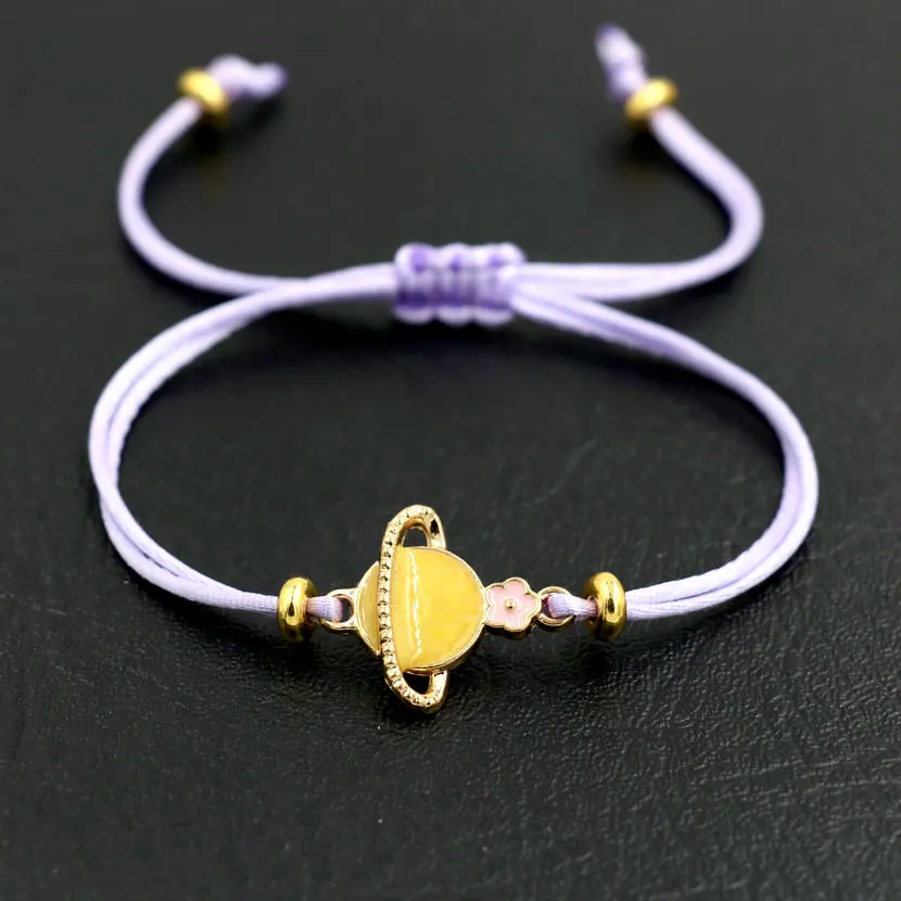 Счастливый капать масло Сатурн браслет для пары тонкий красный Веревка Браслет-нить для женщин браслет чакра украшение браслет любовь подарок - Окраска металла: Y purple
