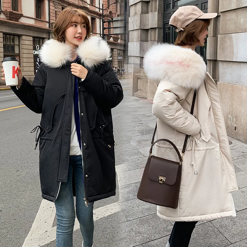 

Korean-style Cotton Coat Women's Autumn And Winter Mid-length Loose And Plus-sized Student Warm Hooded down Feather Cotton-padde