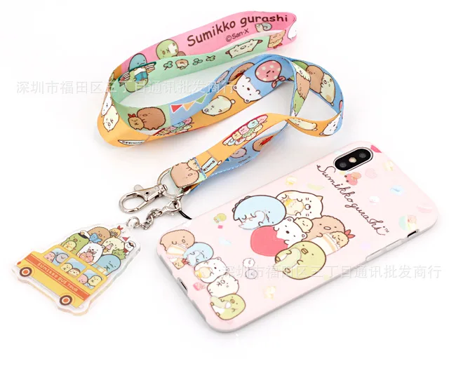 Милый мультяшный шейный ремень Sumikko Gurashi для удостоверения личности, держатель значка, ремешок с подвеской, унисекс, реквизит для косплея, подвески, безделушки, подарок