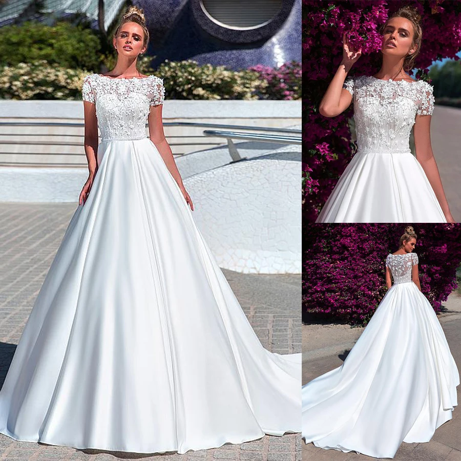 a line bateau wedding dress