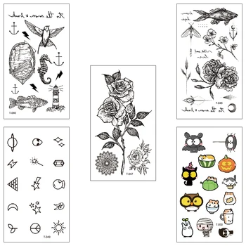 

Waterproof fake Temporary tattoo water transfer sticker Cartoon pattern rose flower fish kid girl beautiful body art T046-050