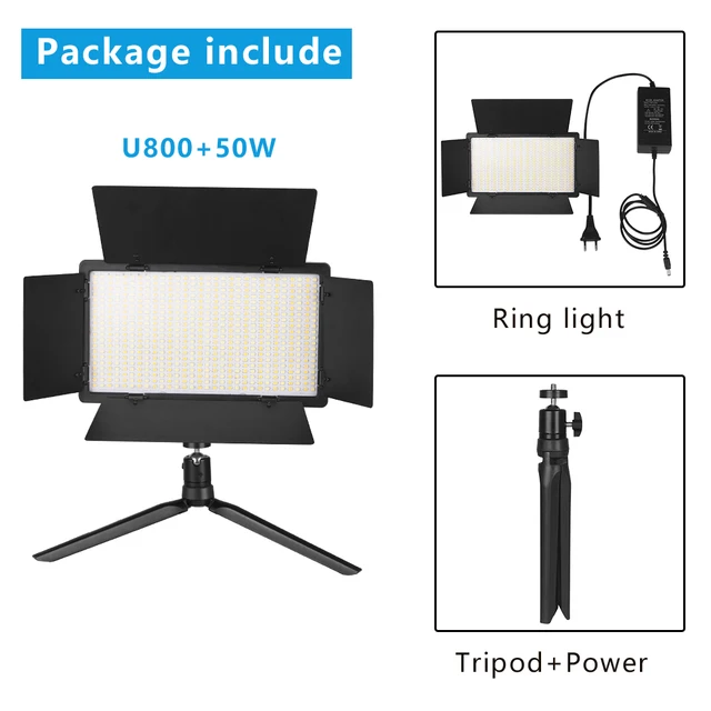 U800 LED Photo Studio Light for Tiktok Youbute Game Live Video Lighting 40W/50W Portable Video Recording Photography Panel Lamp NA-U800-LT