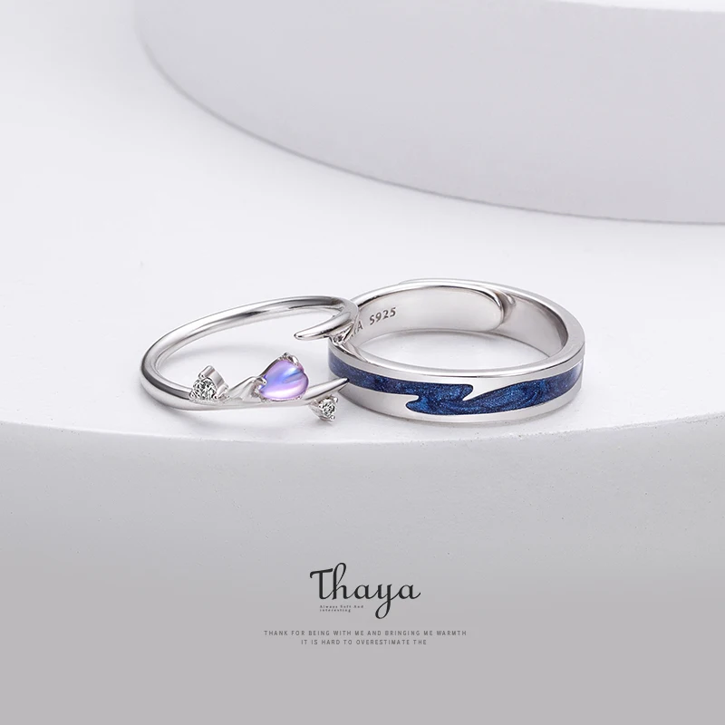 Beste Thaya Vallen Liefde Verstelbare Paar Ringen 925 Zilveren Chromatische Ringen Voor Vrouwen Engagement Gift