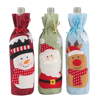 

3 Pcs Christmas Wine Bottle Cover Christmas Decoration Wine Bottle Bag for Home Table Dinner