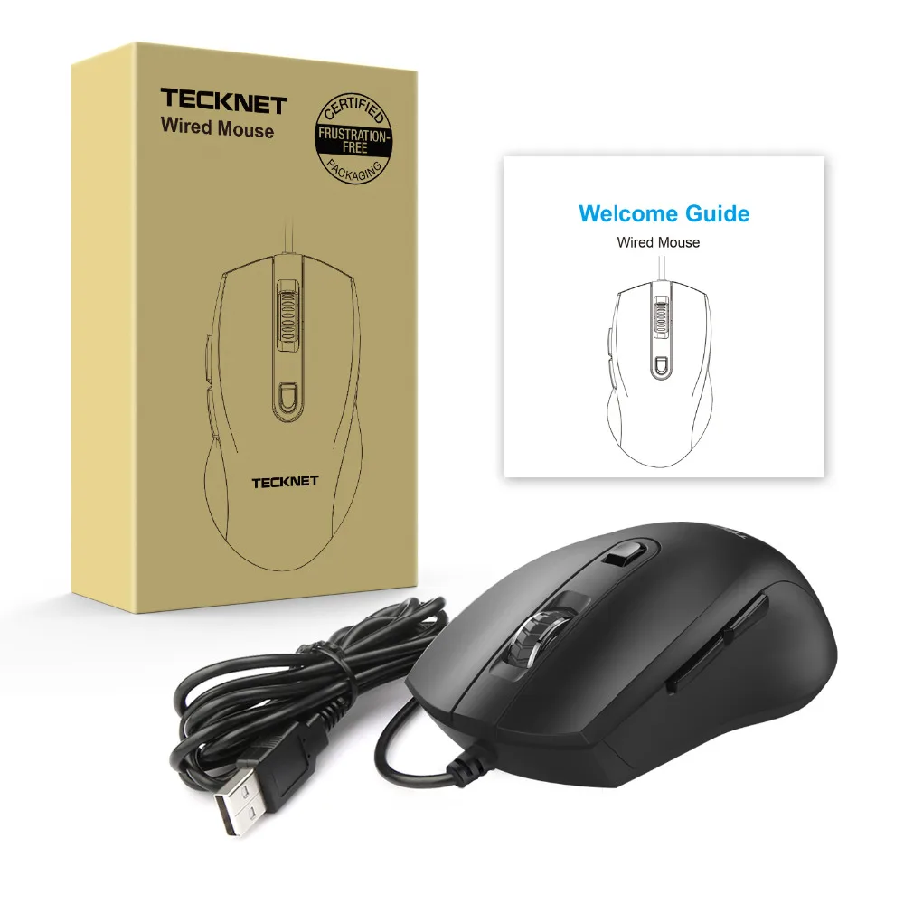 TeckNet Альфа S3 6-кнопочная USB Проводная Мышь оптический офис Бизнес игровой Мышь мыши для Windows XP/Vista/7/8/10, Mac и Linux