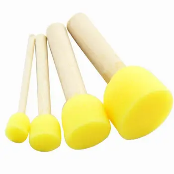 

4PCS/Set Fun Doodle Brushes Wooden Handle Yellow Sponge Brush Seal Paint Brush Kids DIY School Office Supply