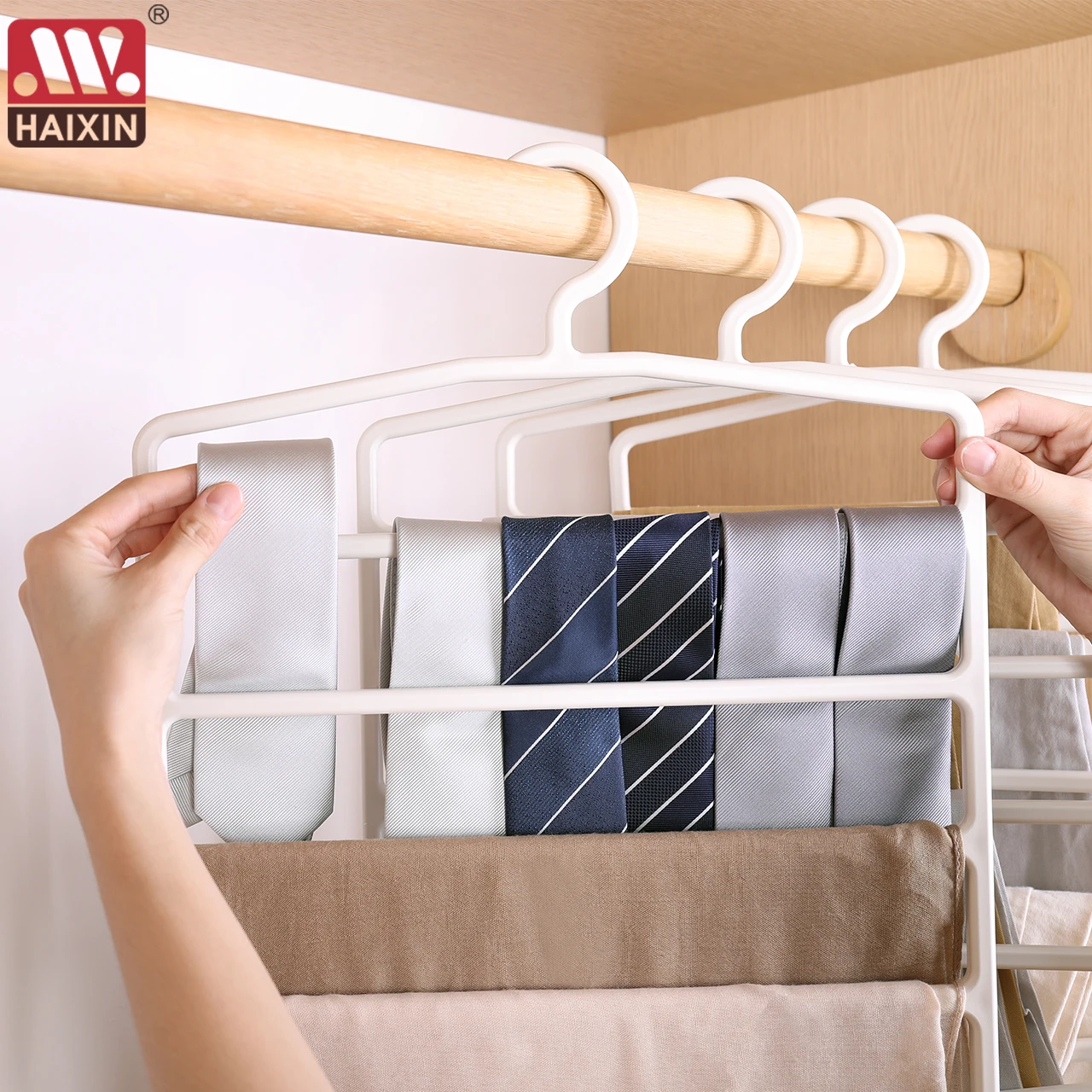 HAIXIN 2021 NEW Non-slip Multi-Functional Pants Trousers Rack Hanger Scarf Tie Belt Towel Holder Magic Clothes Storage Rack