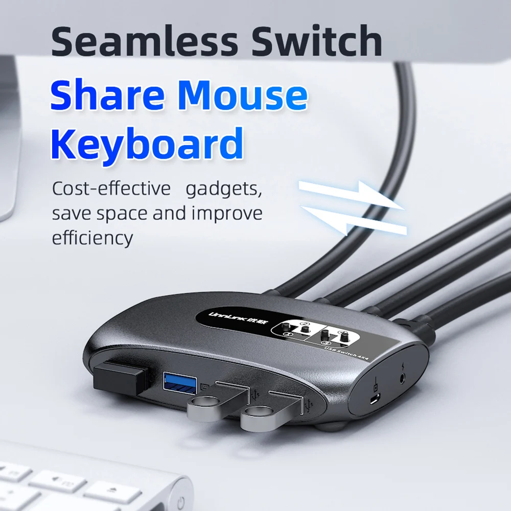 Usb kvm switch Unnlink USB 3.0 KVM switch 2 or 4 computer share 4 USB devices for keyboard mouse U disk printer