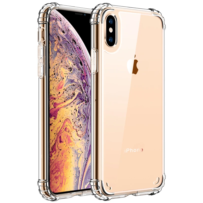 Прозрачный чехол для iPhone XS XR тонкий ударопрочный акриловый из ТПУ задней панели