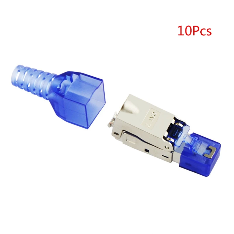 

10pcs/set Tool-Free Zinc Alloy Shielded RJ45 Cat 7 Terminal Plug Cat7 Connector N84C