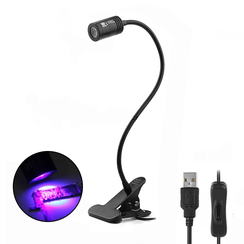 

LED UV Curing Light USB Charging Green Oil Curing Ultraviolet Lamp Aluminum Alloy For Mobile Phone Circuit Board Repair Tools