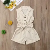 Vêtements à la mode pour bébés filles, sans manches, avec nœud papillon, combishort à la taille, tenues d'été, vêtements pour enfants 3