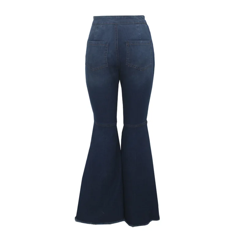 Зимние винтажные женские расклешенные рваные джинсы с высокой талией для женщин, большие размеры XXL, широкие джинсы для полных мам, джинсовые обтягивающие джинсы для женщин