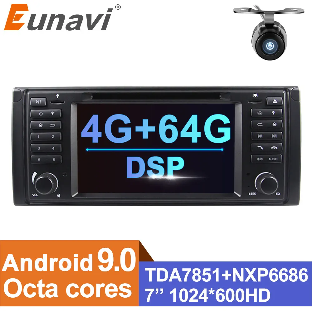 

Eunavi 1 din Android 9 Car DVD For BMW E39 1996-2003 E53 X5 GPS Multimedia Radio Stereo player DSP WIFI 4GB 64GB headunit 8 core