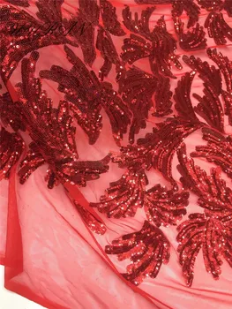 

Sequence Lace Fabric African Nigerian Net Lace with Sequins French Tulle Mesh Lace for Women Sequin Fabric Lace