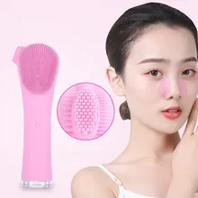 Электрическая силиконовая Очищающая щетка для лица, звуковой вибрационный массаж, ультра звуковая зарядка через usb, очиститель пор для лица, уход за кожей 20#812