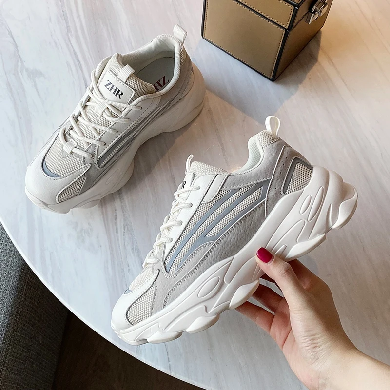 Scarpe da ginnastica da donna con plateau scarpe brutte 2021 nuovo autunno  5.5cm suola spessa scarpe da papà Casual da donna moda Sneakers riflettenti  femminili|Women's Vulcanize Shoes| - AliExpress