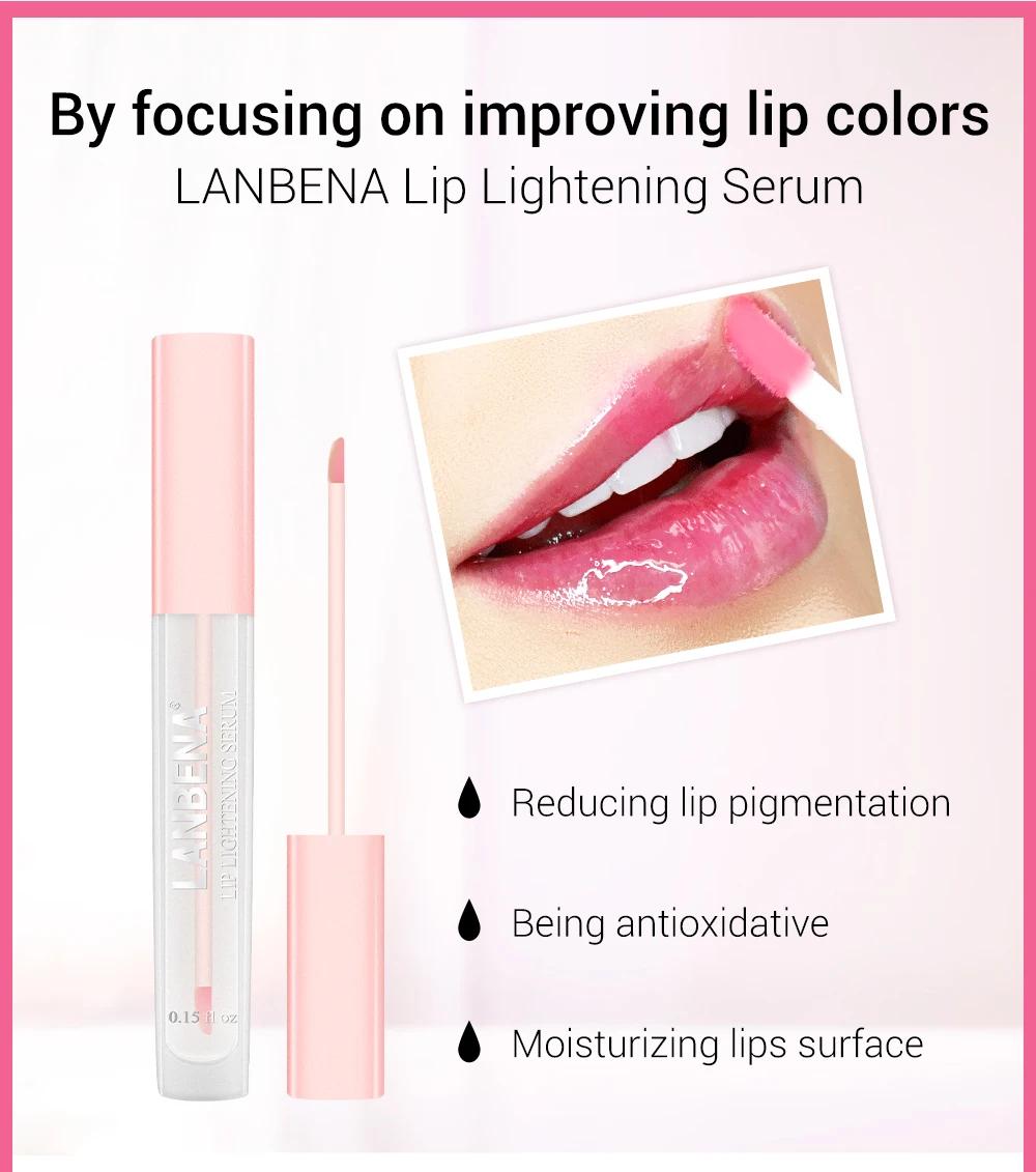 LANBENA lip cherry whitening lipstick removes dull moisturizing lip liquid plump lip brighten 4ml lasting makeup Non-stick