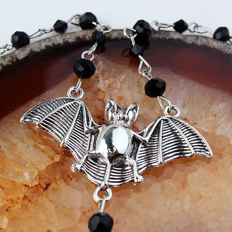 Goth ювелирное изделие таинственная летучая мышь крылья черная капля воды кулон