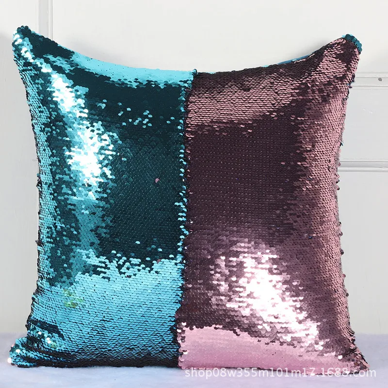 DIY двухцветные блестящие подушки с блестками, декоративная наволочка для дома, двусторонняя наволочка с блестками, волшебные подушки для изменения цвета - Цвет: 4