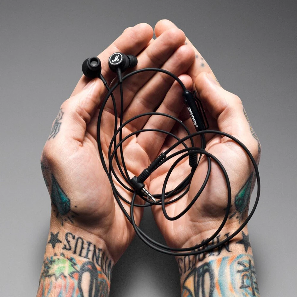 Наушники MARSHALL MODE, оригинальные наушники-вкладыши, Hi-Fi наушники Rock, сабвуфер, 3,5 мм, проводное управление, эргономичные Проводные черные наушники