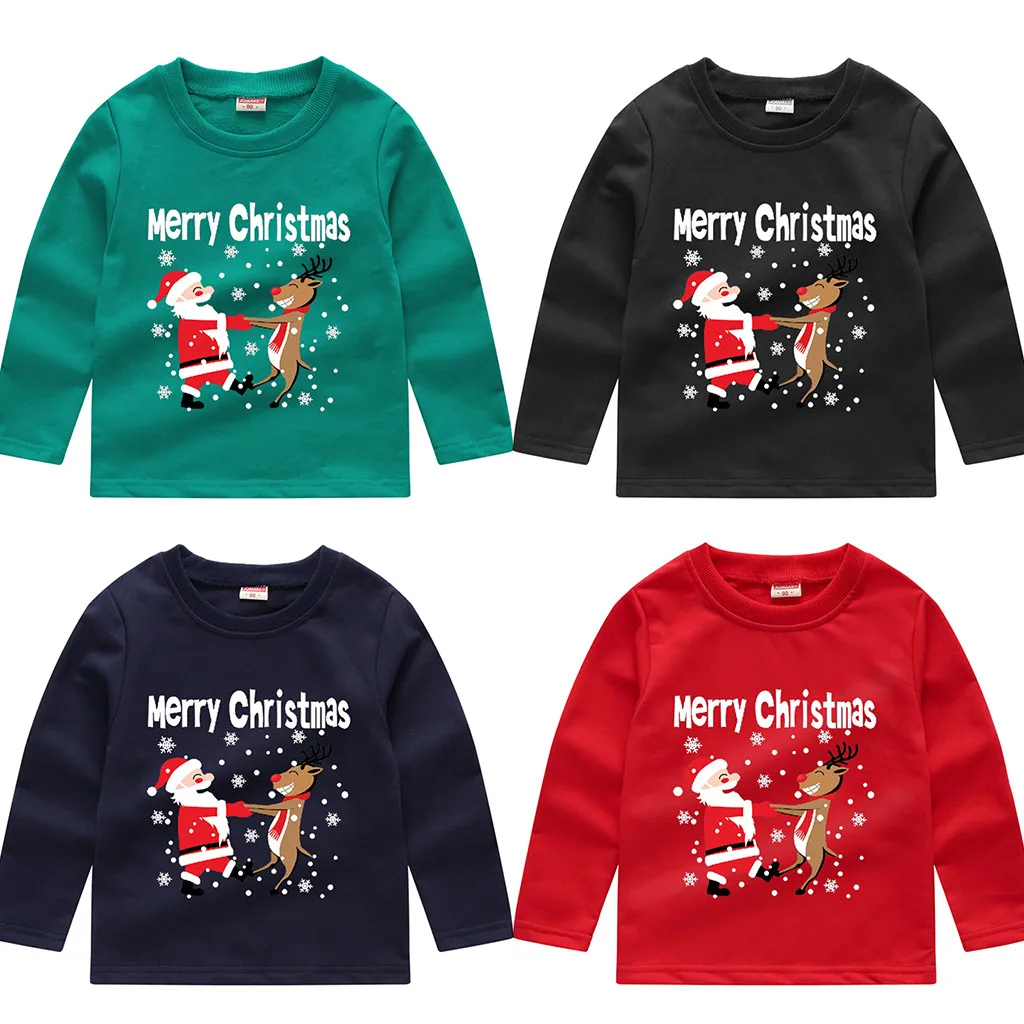 Рождественская одежда для маленьких мальчиков и девочек, свитер с длинными рукавами и принтом снеговика для малышей, пуловер, топы, Детская футболка
