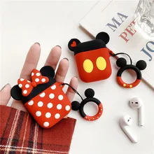 Bluetooth Earphone Case for Airpods 2 1 Protective Cover For air pods Box Key Ring Strap Cute Cartoon DIY Silicone Mickey Minnie