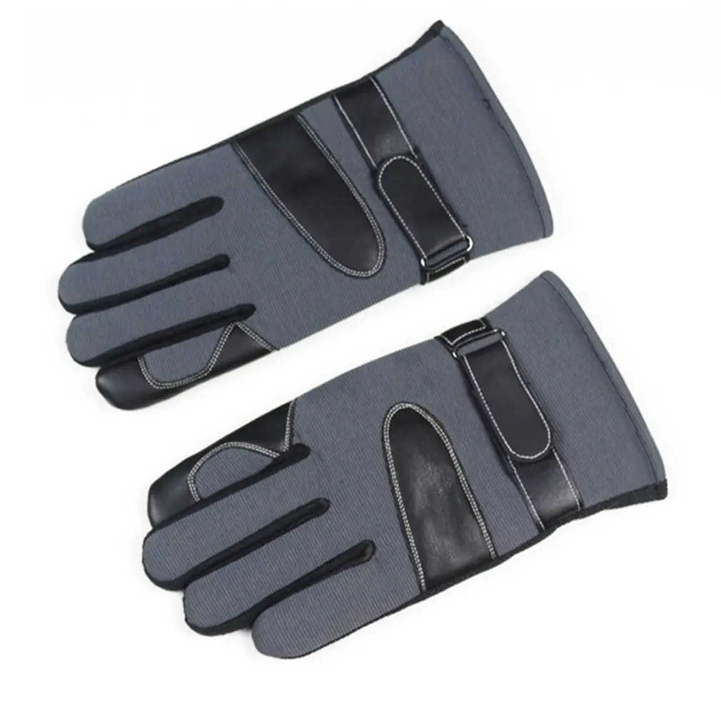 GREY Men Ski Gloves Winter Breathable Plus Velvet Warm Gloves Outdoor Sports Skate Snowmobile Snowboard Mittens Screen Waterproof - Цвет: GREY