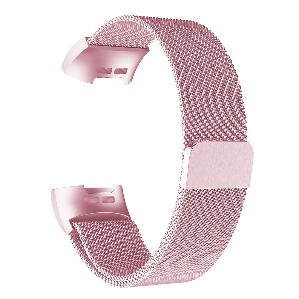Сменный металлический браслет с магнитной петлей для FitbitCharger 3 XR649 - Цвет: Rose pink