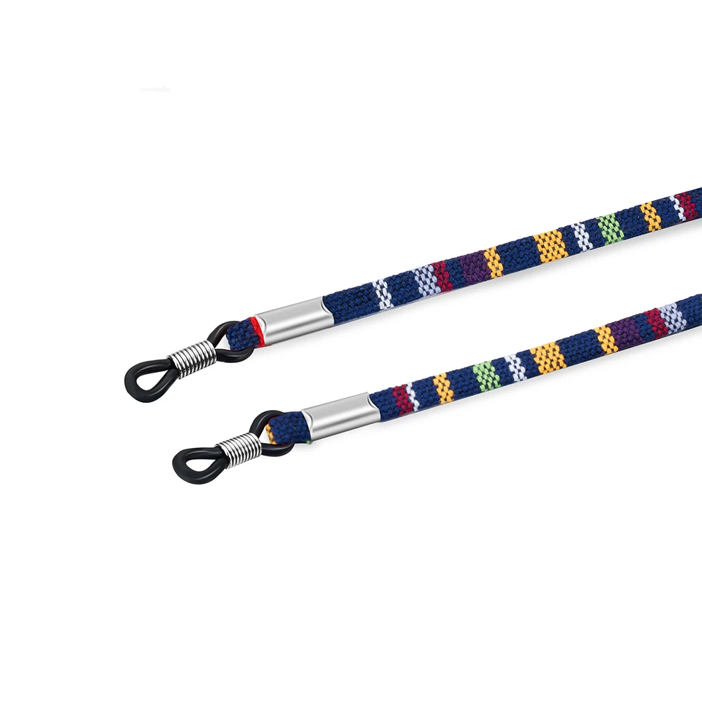 Солнцезащитные очки шнур противоскользящие шеи веревка очки цепочка для очков ремешок инструмент Регулируемый практичный красочный хлопок Этническая кожа - Цвет: Синий