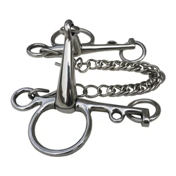 Stainless Steel Long Pelham Bit With Curb Chain Horse Equipment Horseback Ridng 13.5mm