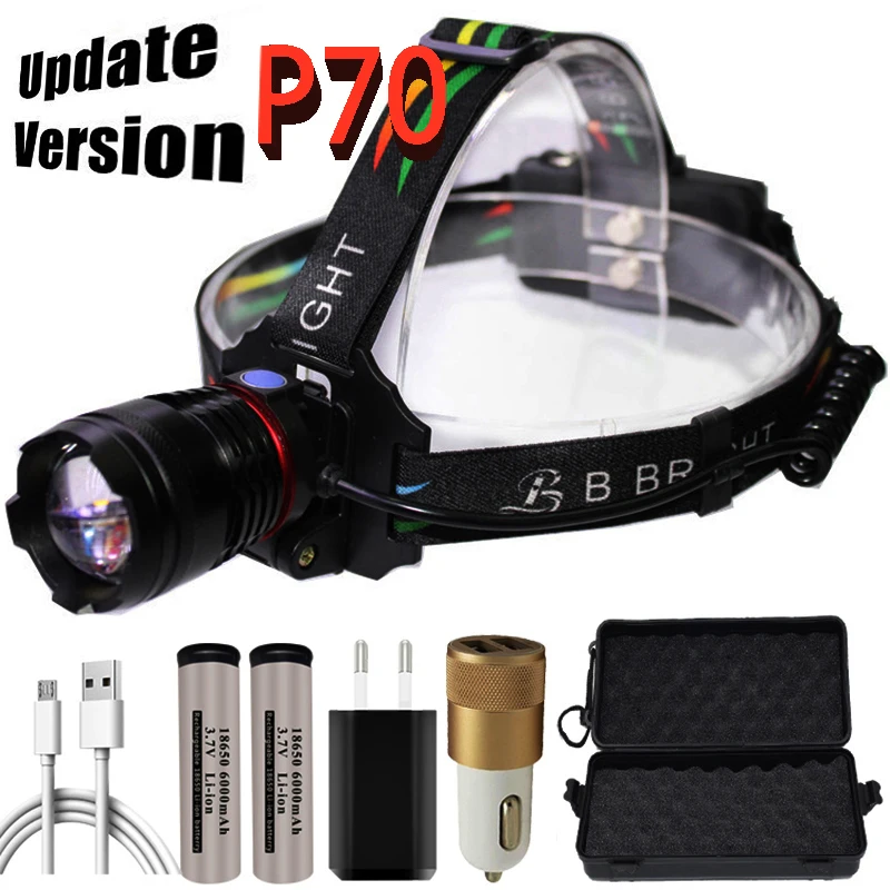 Super Bright XHP160 XHP90 P70 LED Headlamp Zoom USB Rechargeable Headlight Lamp 
