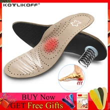Genuine Leather orthotics Insole for Flat Foot Arch Support varus Plantar fasciiti orthopedic Silicone Insoles for men and women