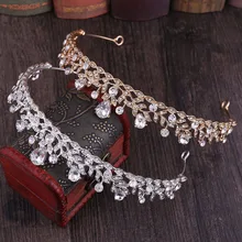 FORSEVEN роскошные стразы в форме листа Корона блестящие хрустальные диадемы свадебные повязки на голову женские аксессуары для волос JL