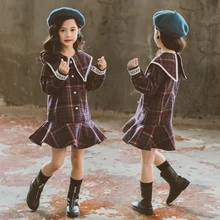 Новые весенние платья для маленьких девочек в консервативном стиле; Детские платья в клетку с длинными рукавами; свободная модная одежда для маленьких девочек; Vestidos