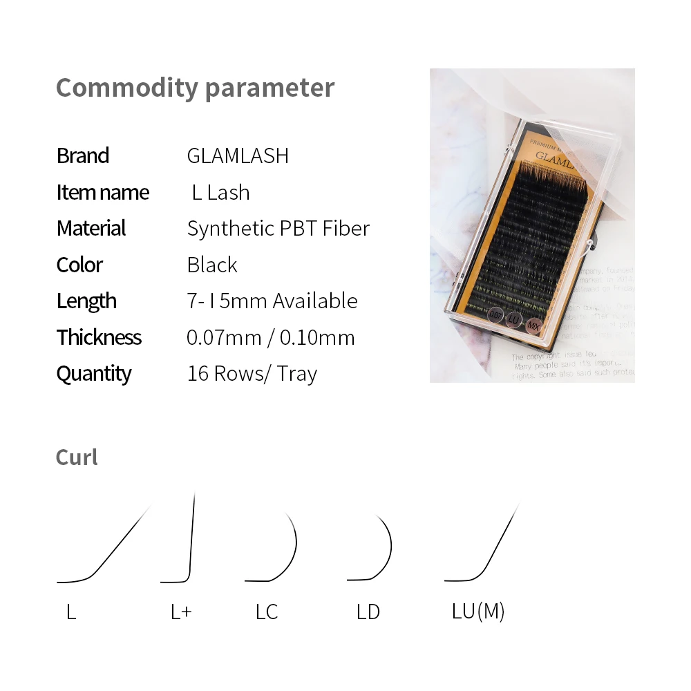 16 рядов/Чехол 7 ~ 15 мм Mix L + LC LD LU M N Lash Eyelash Curl Extension индивидуальные мягкие