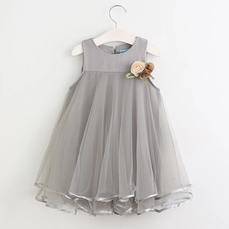 Меларио, милое платье для маленьких девочек летние детские платья без рукавов для крещения вечерние платья принцессы для девочек от 2 до 7 лет, ковбойские платья - Цвет: AZ325Gray
