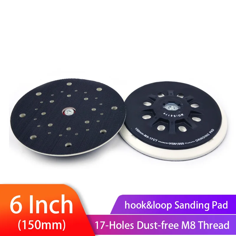 6 Inch 150mm Back-up Sanding Pad M8 Thread Multi-Hole for Hook and Loop Sanding Disc Dust Free Grinding Pads Festool Sander Pad