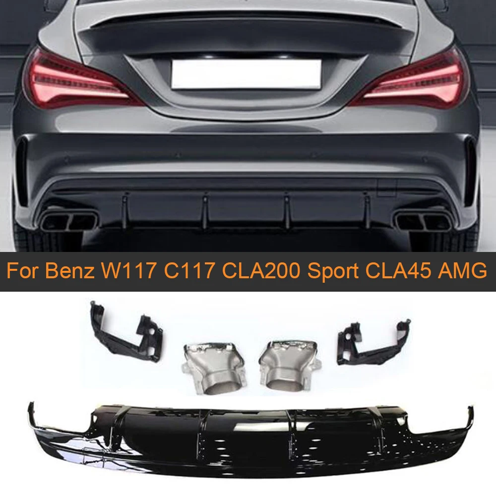 

Carbon Fiber/ Gloss Black Car Rear Bumper Diffuser Lip for Mercedes Benz CLA W117 C117 CLA200 CLA250 Sport CLA45 AMG 2013-2015