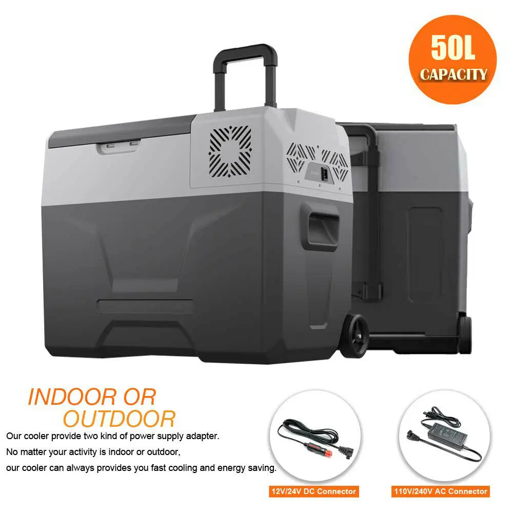 50L 12/24V 220V двойное использование Портативный автомобильный холодильник морозильник холодильник Путешествия автомобиля домой с USB Выход приложение Управление - Название цвета: 50L