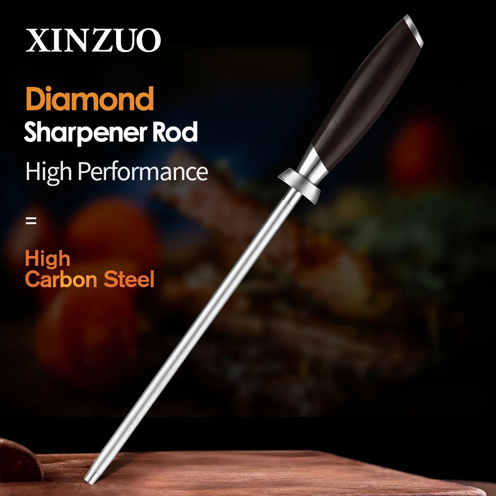 

XINZUO Knife Diamond Sharpening Stick Sharpener Rod High Carbon Steel For Chefs Steel Knives Kitchen Assistant Helper Musat