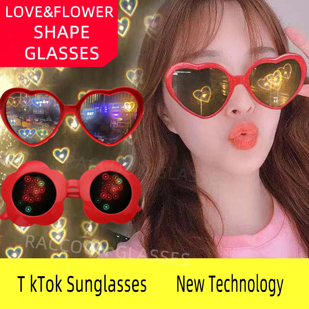 Gafas de sol con forma de flor y corazón, lentes de noche con efecto especial, regalo mágico para fiesta de gafas corazon lentes corazon - AliExpress Accesorios para la ropa