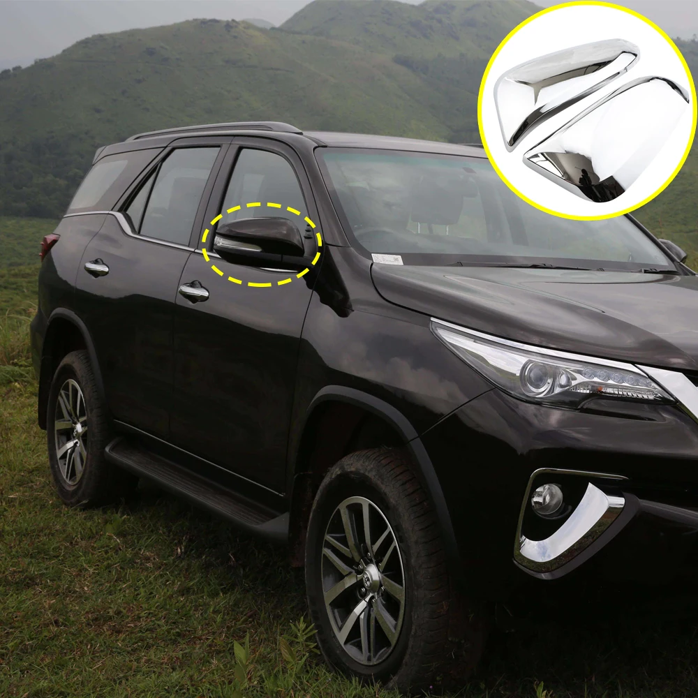 

ABS Chrome Car Rear View Mirror Protection Covers Rearview Mirror Stickers for Toyota Fortuner 2016 2017 2018 Auto Accessories