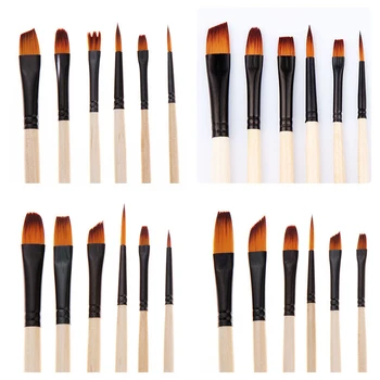 

6Pcs Nylon Paint Brush Set Professional Pointed Head Painting Brush Multifunction Watercolor Brush Pen For Student Art Supplies