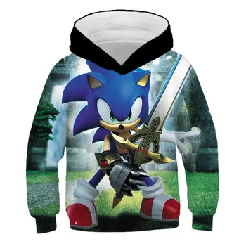 

Sonic 3D New Fashion pullover Hoodies Casual Long Sleeve Sweatshirt 3D boys/girls Clothes Parent-child thin style cartoon coat
