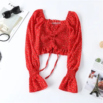 

COIGARSAM Chiffon blouse women Slash neck blusas womens tops and blouses White Red Black 7328