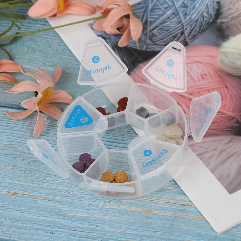 

1pc Mini Round Portable Travel Storage 7 Days Medicine Pill Vitamin Box Sort Tablet Holder Organizer Container Cases