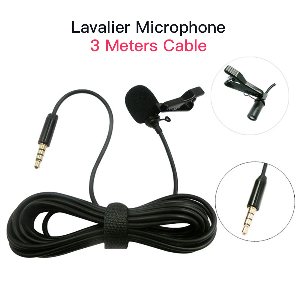 Mini 3.5mm Plug Lavalier Lapel Microphone with Clip Omnidirectional Condenser Mic for interview recording live streaming