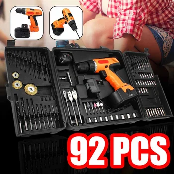 

92 Pcs 220V Cordless Electric Drill Screwdriver Tool Mini Battery Tools Drill Power Machine Electric For Cordless Drills Set Bit