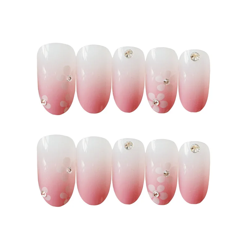 Natural French Artificial Fake Nails Short Size Stiletto False Nails Easy Wear Lady Fingernails For Manicure Glue On Nails Z226 - Color: Z234